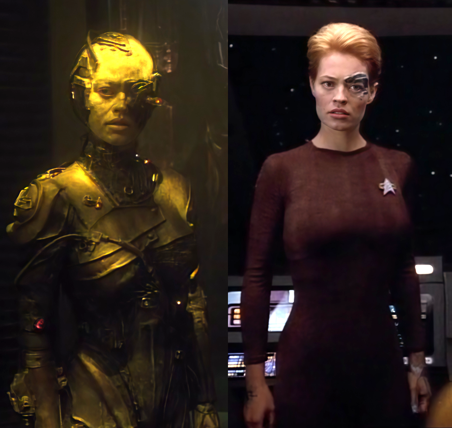 Photos of Seven of Nine, before an after having her implants removed