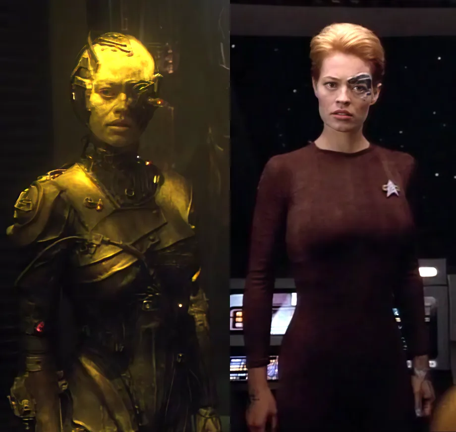 Photos of Seven of Nine, before an after having her implants removed