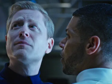 Stamets and Culber having a discussion in engineering