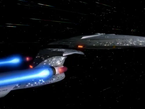 The Enterprise-D performing a saucer separation