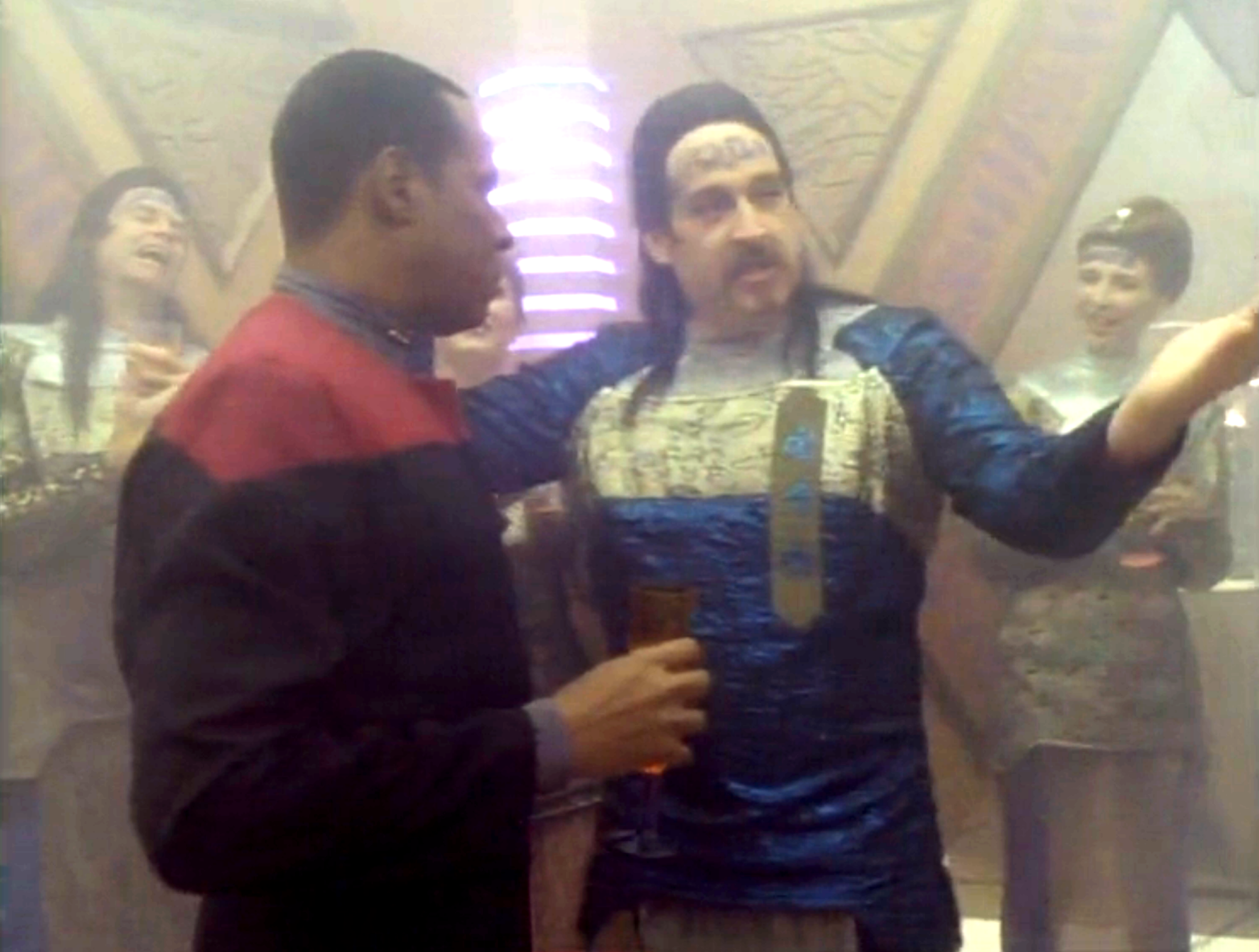 Sisko being welcomed by the Wadi