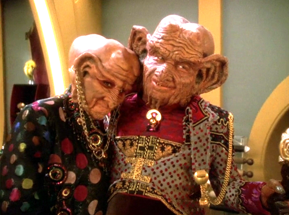 Quark's mother and the Grand Nagus embracing