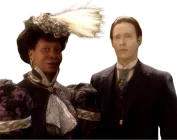 Guinan and Data in 19th-century clothing (cropped image)