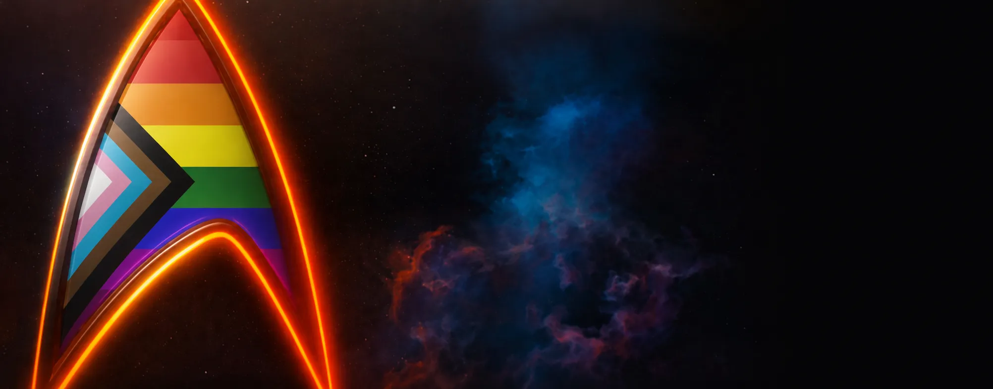A Starfleet delta with a Pride Flag interior