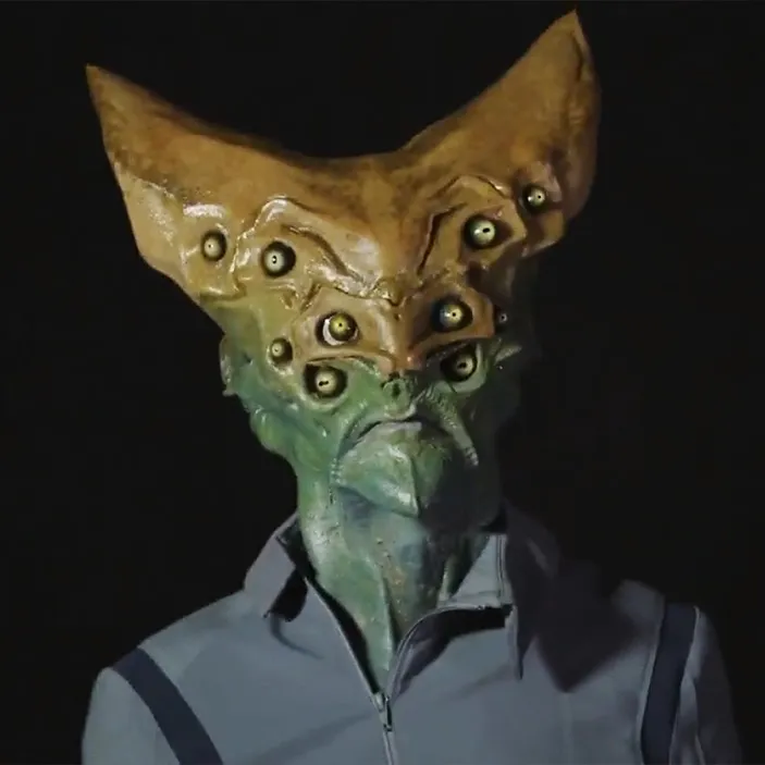 A terrifying early concept for the Kelpien race, with large horns and ten eyes