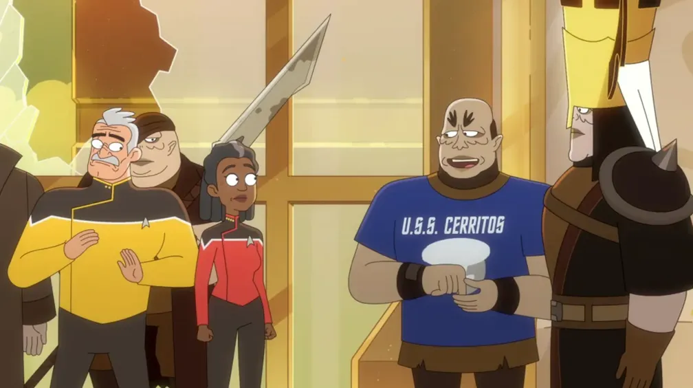 Freeman and Shaxs speaking to the Pakleds on their homeworld
