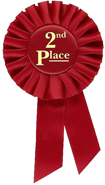 a red, second-place ribbon