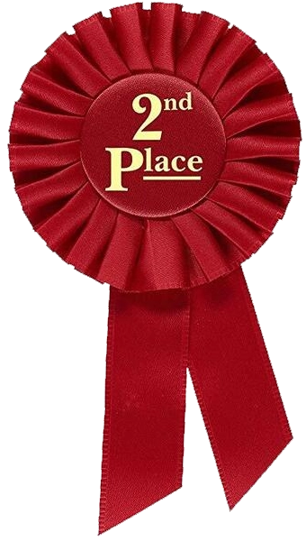a red, second-place ribbon