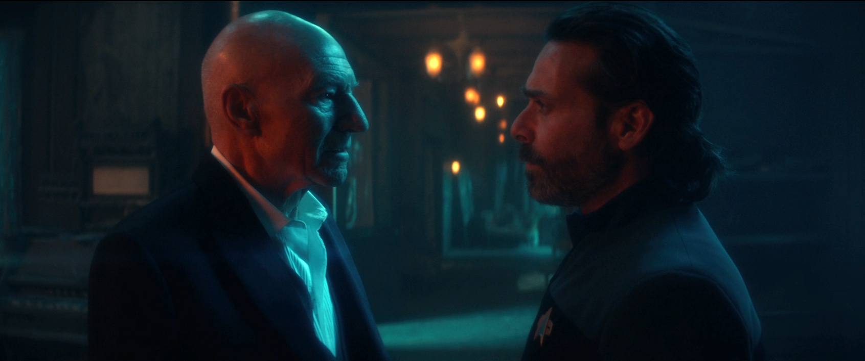 Picard confronting a memory of his father