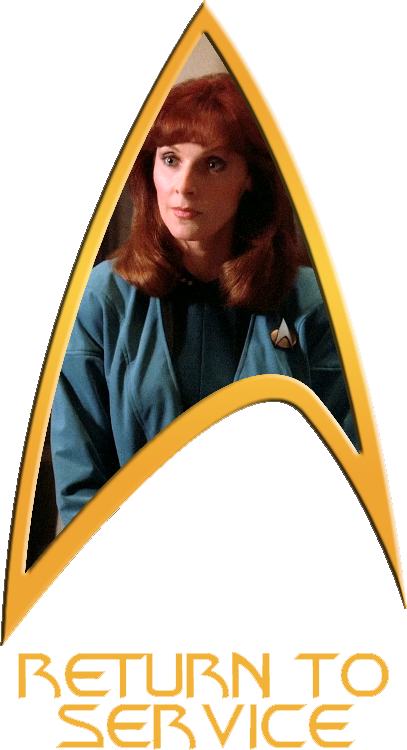 A Starfleet Delta labeled 'Return To Service' with a photo of Beverly Crusher