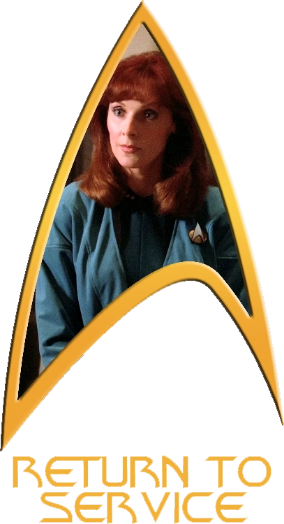 A Starfleet Delta labeled 'Return To Service' with a photo of Beverly Crusher
