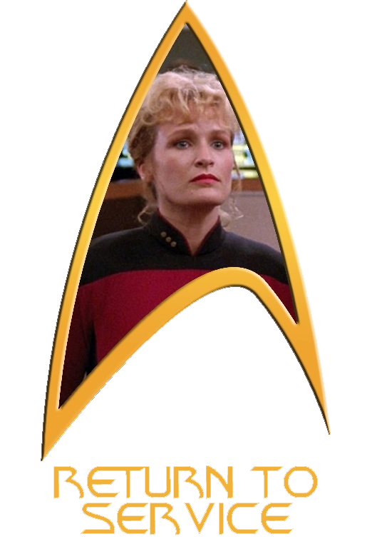 A Starfleet Delta labeled 'Return To Service' with a photo of Elizabeth Shelby