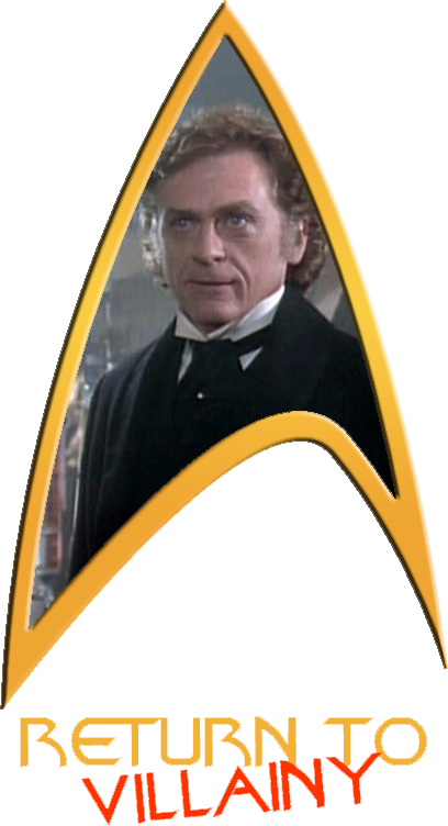 A Starfleet Delta labeled 'Return To Villainy' with a photo of Moriarty