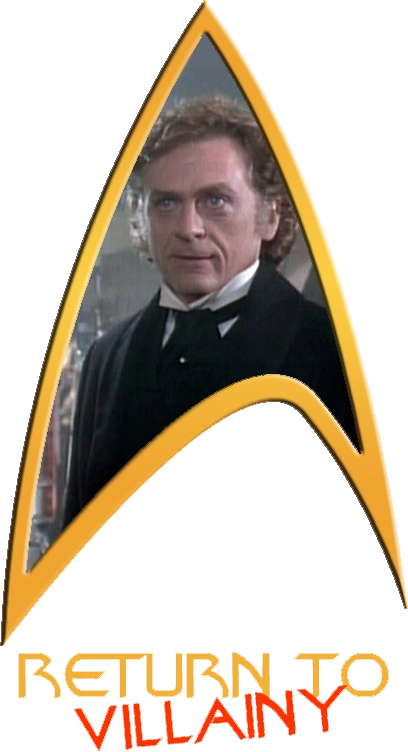 A Starfleet Delta labeled 'Return To Villainy' with a photo of Moriarty