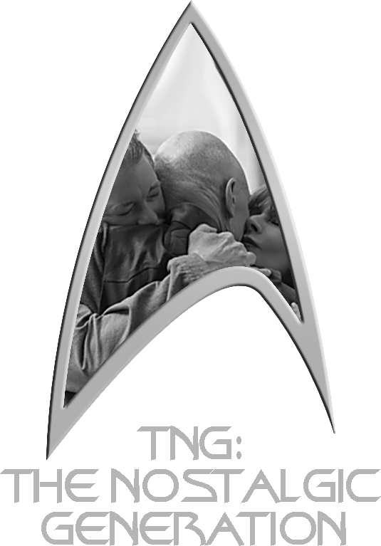 A Starfleet Delta labeled 'The Nostalgic Generation' with an image of Picard hugging Riker and Troi