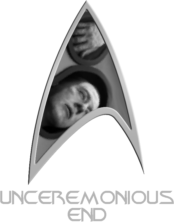 A Starfleet Delta labeled 'Unceremonious End' with a photo of B-4's body in a drawer