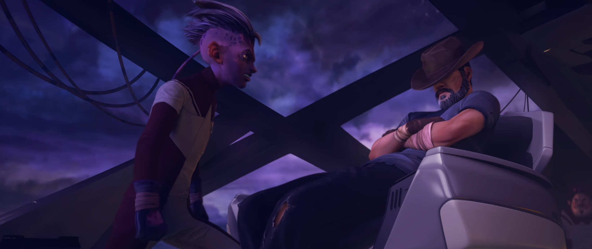 Dal confronting an uninterested Chakotay on the bridge of the Protostar