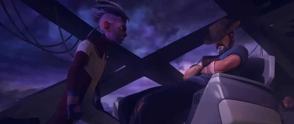 Dal confronting an uninterested Chakotay on the bridge of the Protostar