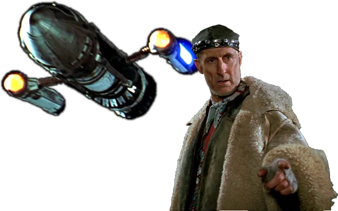 Zefram Cochrane and his ship, the Phoenix