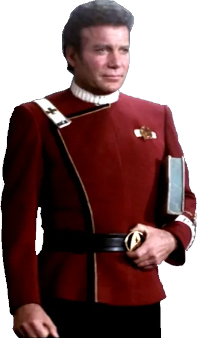 Admiral James T. Kirk in the 'monster maroon' uniform