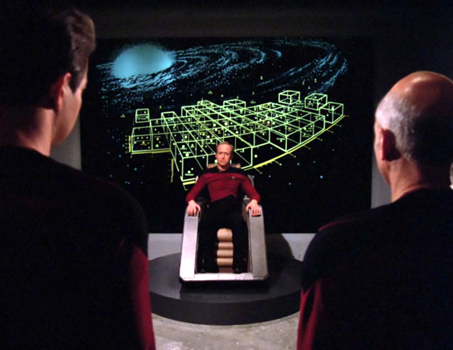 Riker and Picard confronting Remmick
