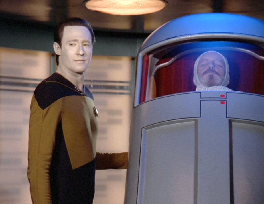 Data speaking over the remains of Ira Graves