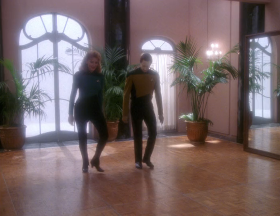 Data and Dr. Crusher tapdancing in the holodeck