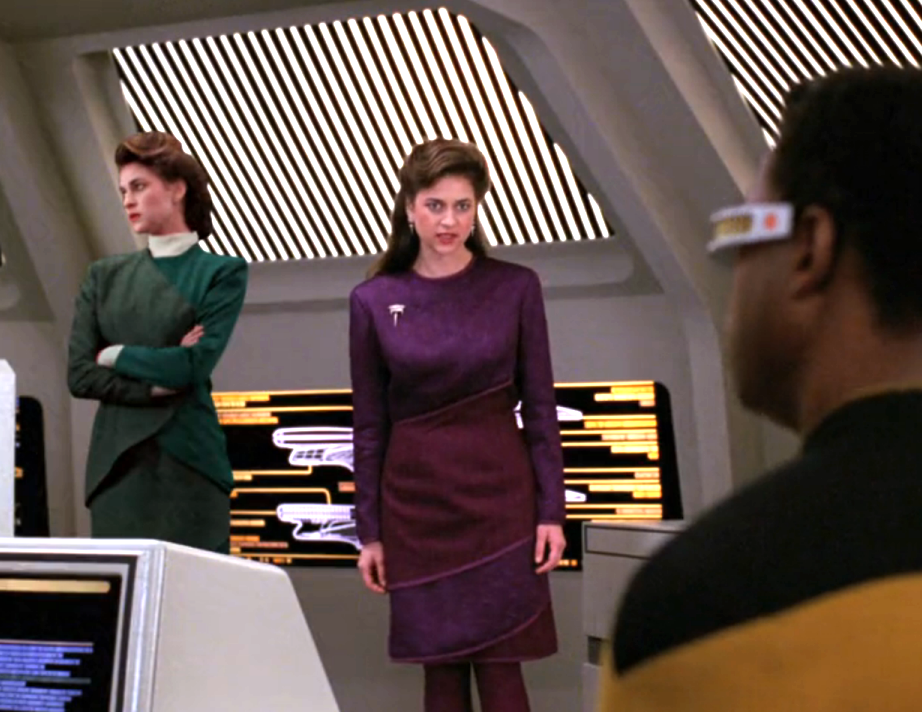 La Forge being scolded by an angry Leah Brahms