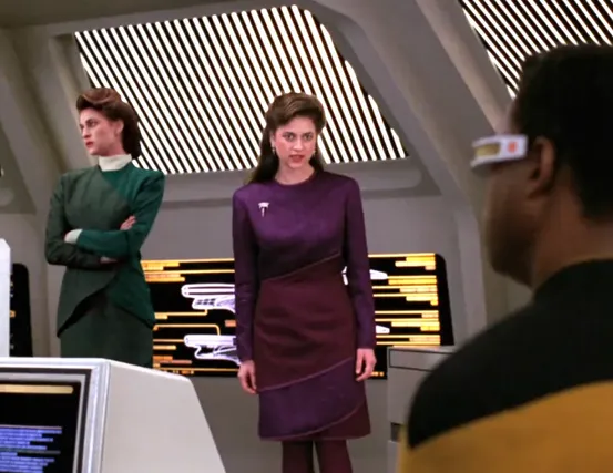 La Forge being scolded by an angry Leah Brahms