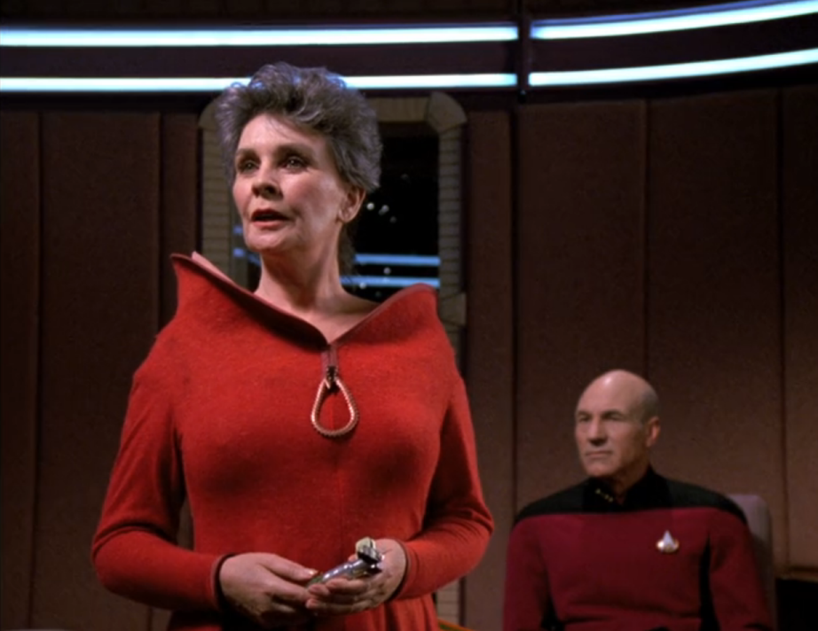 Admiral Satie and Picard in his ready room