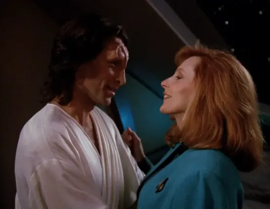 Odan flirting with Dr. Crusher