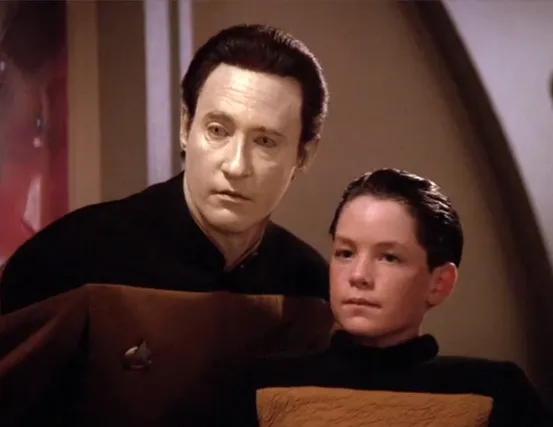 Data and a young boy with matching hair styles