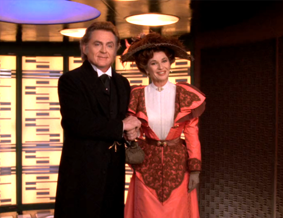 Moriarty and the Countess Regina Barthalomew on the transporter pad