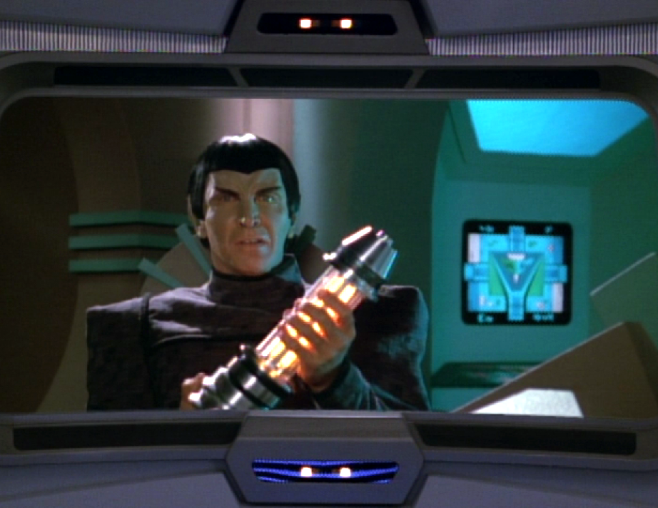 A Romulan on Voyager's main viewscreen