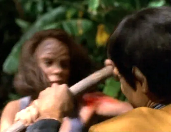 Torres and Vorik engaged in hand-to-hand combat