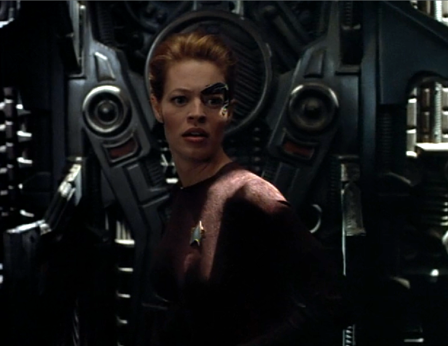 Seven with a frightened look on her face