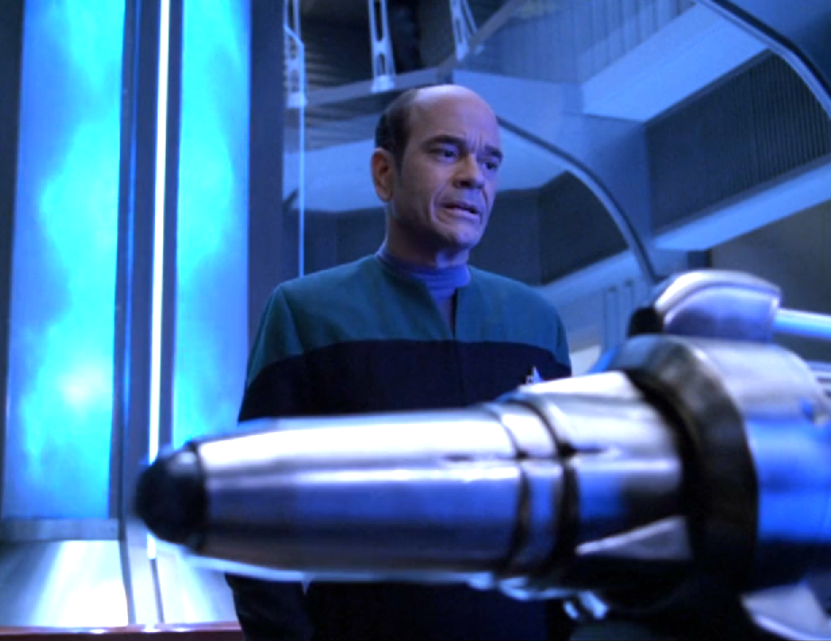 The Doctor speaking with the sentient missile in Engineering