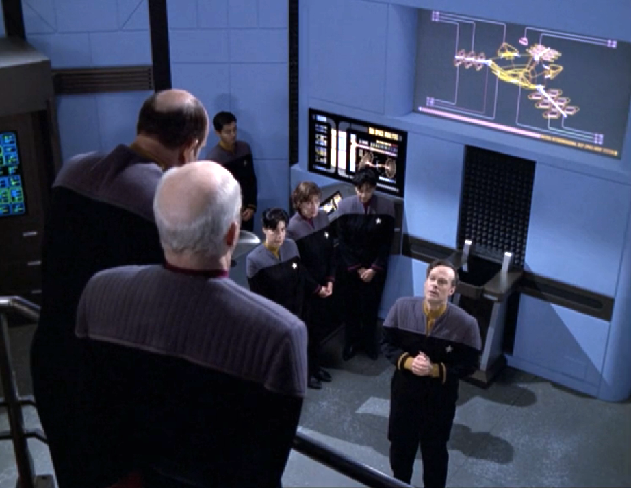 Reginald Barclay making an impassioned plea to his boss and Admiral Paris