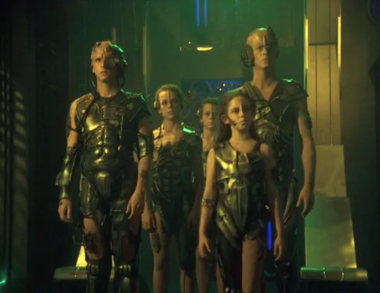Five Borg children on a Borg cube